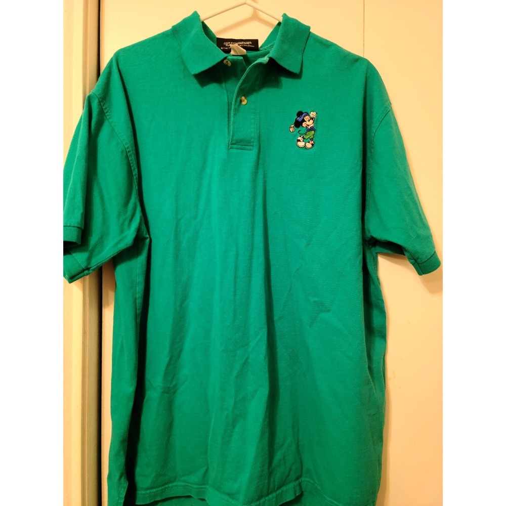 Vintage Disney Originals Green Polo Embroidered Mickey Mouse Logo. Size XXL